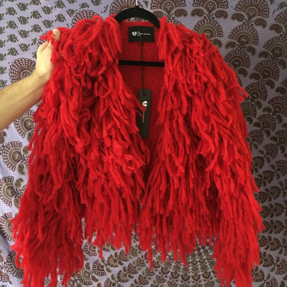Red shag jacket Clearance